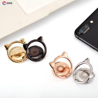Alloy cat ears cute finger ring bracket magnetic 360 rotating mobile phone bracket [EXO1]