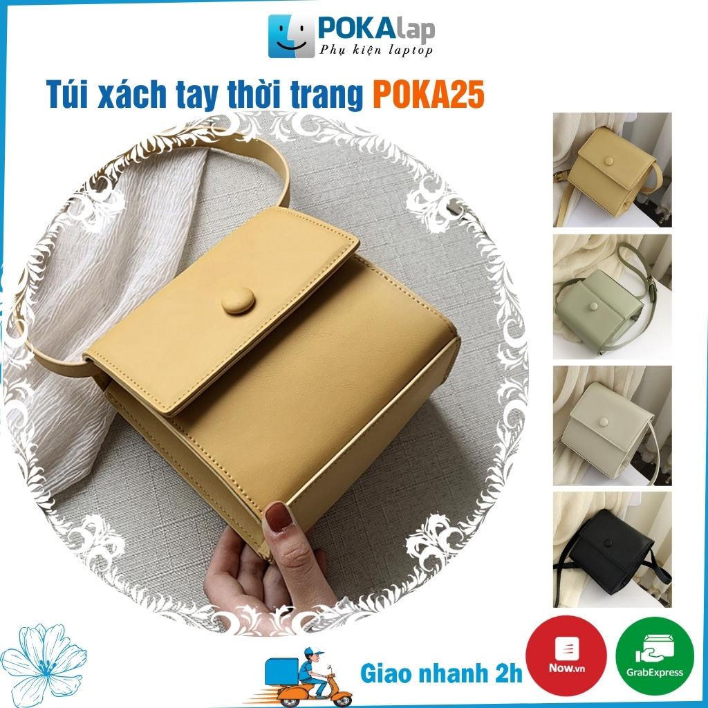 Túi xách nữ, túi đeo chéo nữ POKA25 đeo chéo hình vuông cúc bấm phong cách Hàn quốc- POKALAP