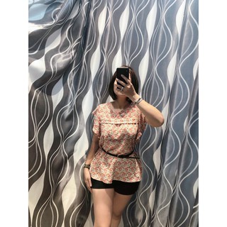 Áo still monteau cà rốt bông đỏ tay bèo - 2441