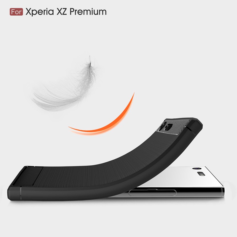 Ốp điện thoại silicon phủ sợi carbon chống va đập cho Sony Xperia XZ Premium