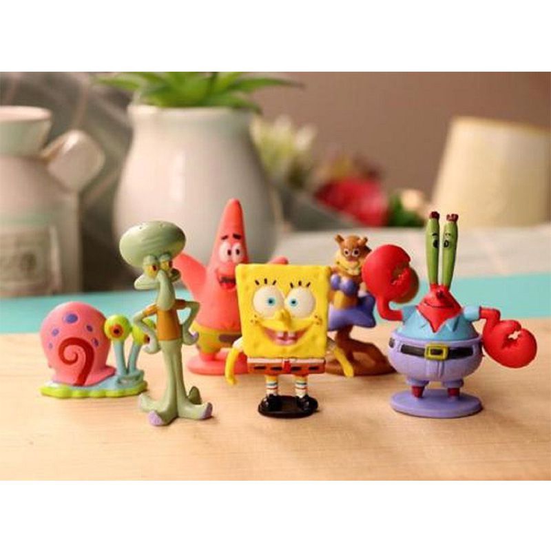 6 Mô Hình Nhân Vật Phim Hoạt Hình Spongebob Trang Trí Bánh Kem