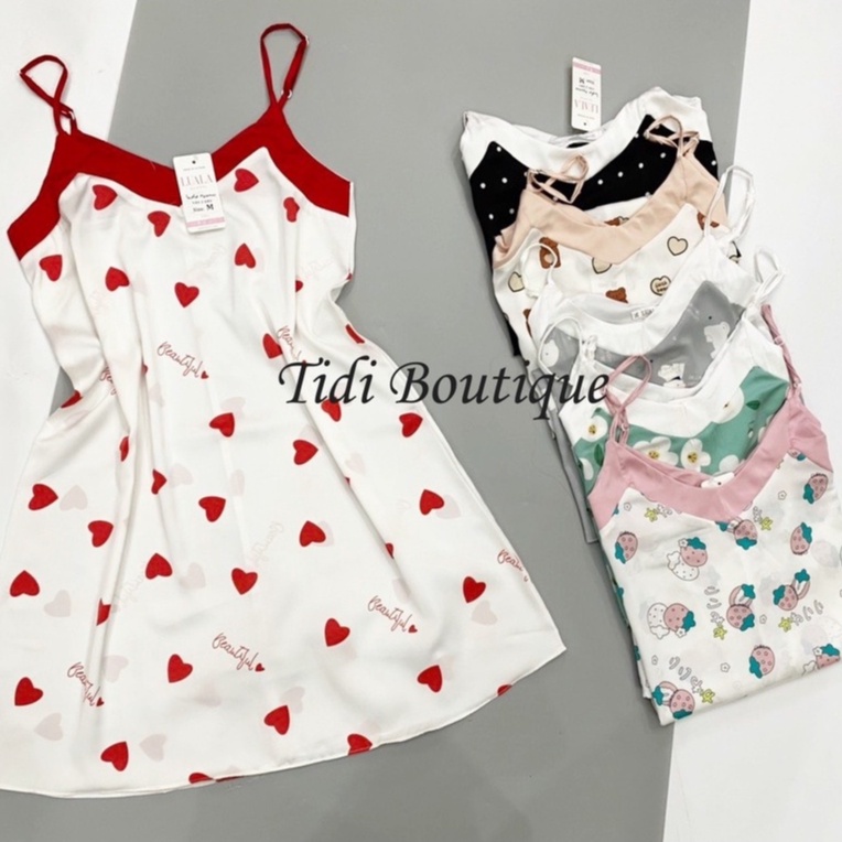 Váy ngủ nữ hai dây lụa Satin họa tiết đáng yêu chất vải mát lịm dáng xuông liền thân🍀[HÀNG ĐẸP CHUẨN][ẢNH THẬT +VIDEO] | BigBuy360 - bigbuy360.vn