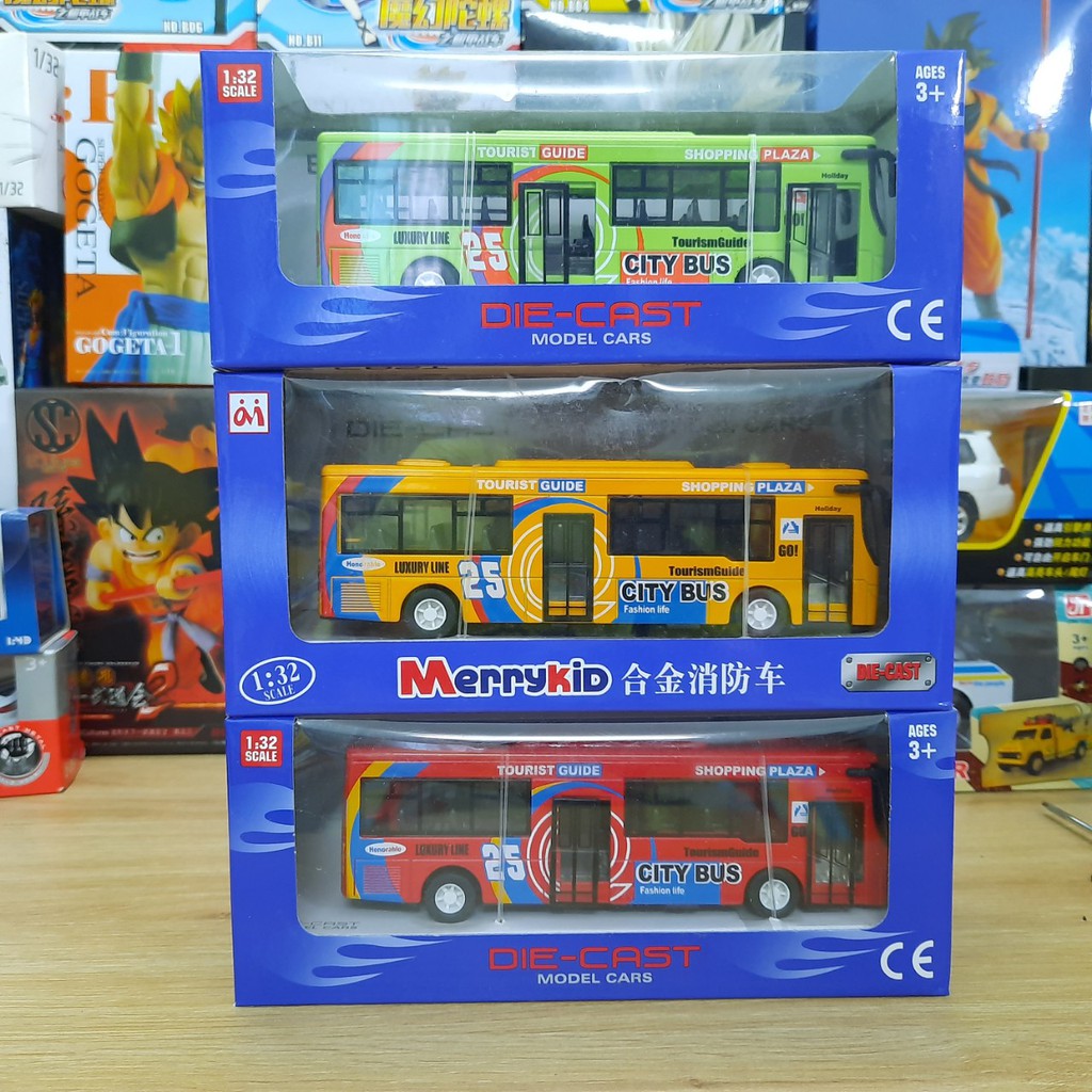 Xe buýt đồ chơi trẻ em bằng kim loại chạy cót xe có 3 màu - Xe mô hình xe city bus