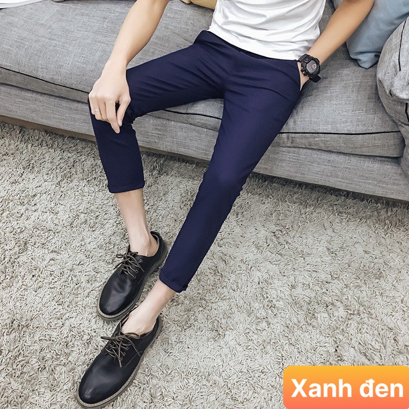 Quần tây âu nam màu đen đậm kiểu dáng hàn quốc chất kiệu kate co dãn nhẹ công sở học sinh phom chuẩn Lavado1 mẫu mới
