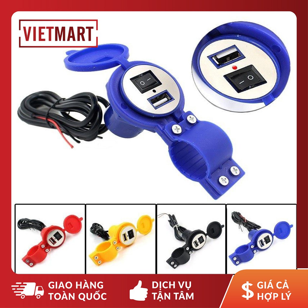 [FREESHIP] Bộ Sạc Điện Thoại Gắn Trên Mô Tô, Xe Máy, Xe Đạp Điện 1.5A
