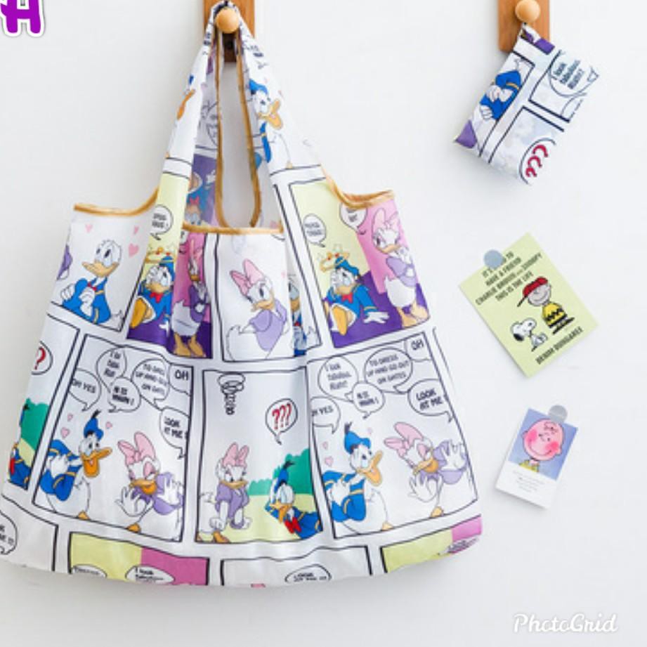 Túi Mua Sắm Gấp Gọn Hình Hello Kitty / Melody / Quả Cầu Lông Xếp Gọn Nhẹ Fym-713