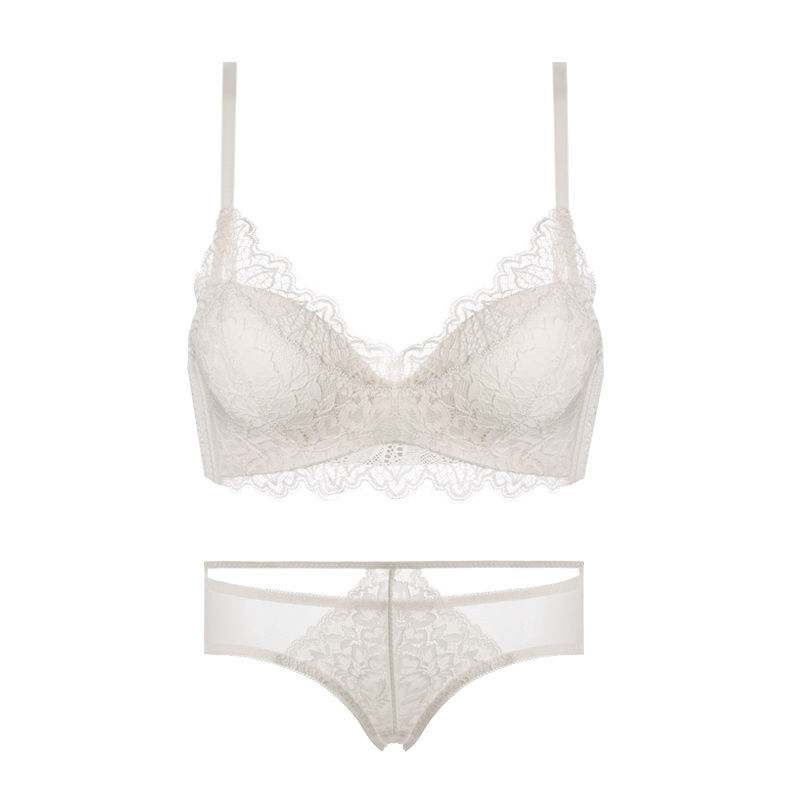 Sexy white lace lingerie female small bra no rims gather on the care received Furu adjustable bra sets