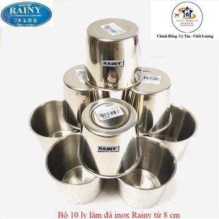 Bộ 10 ly làm đá inox Rainy từ 7cm đến 10cm