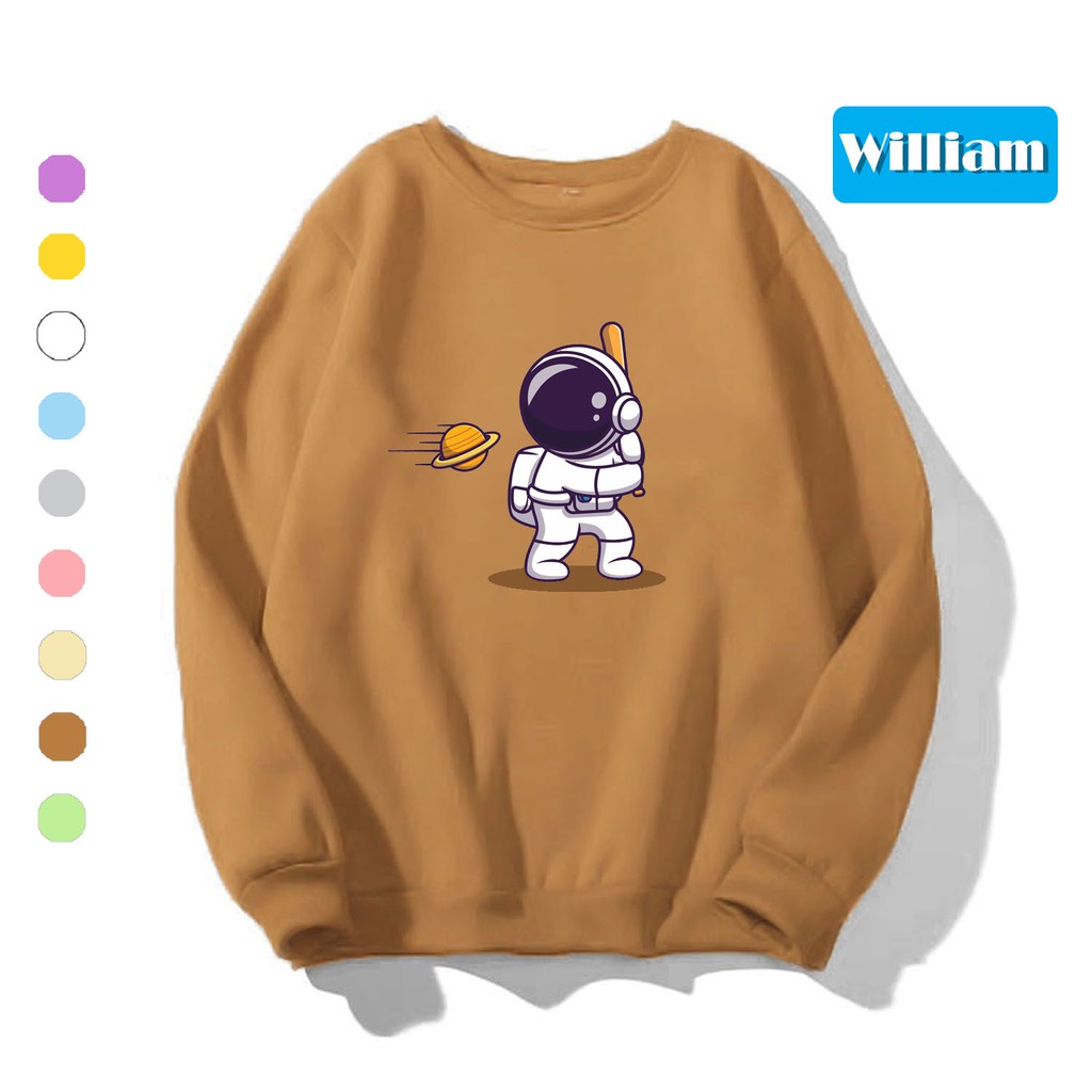 Áo sweater nam nữ in hình Du Hành Gia dễ thương cute, chất nỉ dày dặn, hợp làm áo cặp William - DS155