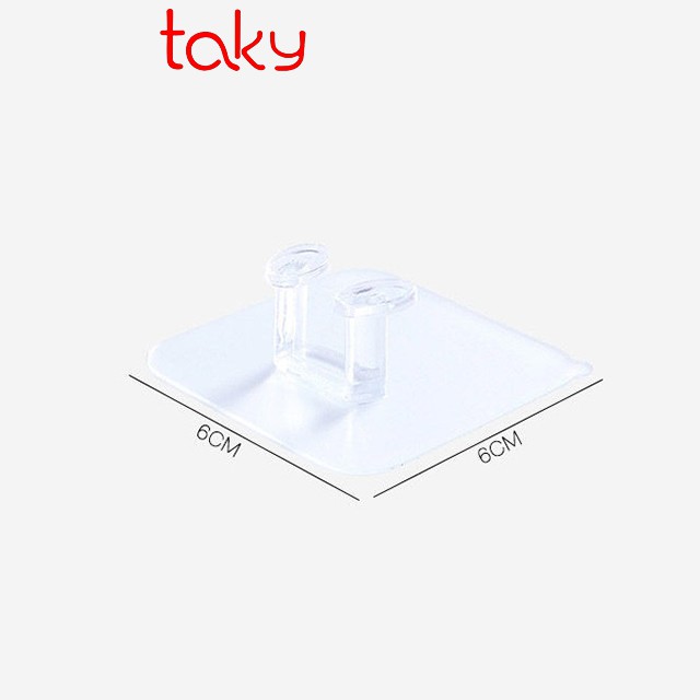 Set 4 Móc Nhựa - Taky, Trong Suốt Treo Đồ Đa Năng Và Gài Phích Cắm Điện Dán Tường, Tiện Dụng, Gọn Gàng, 4000Set4