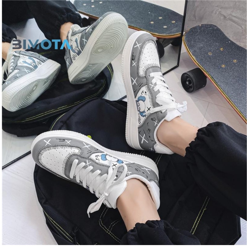 Giày thể thao nam đế bằng mẫu mới ulzzang đi học đi chơi cá tính đẹp họa tiết hoạt hình BIMOTA G48