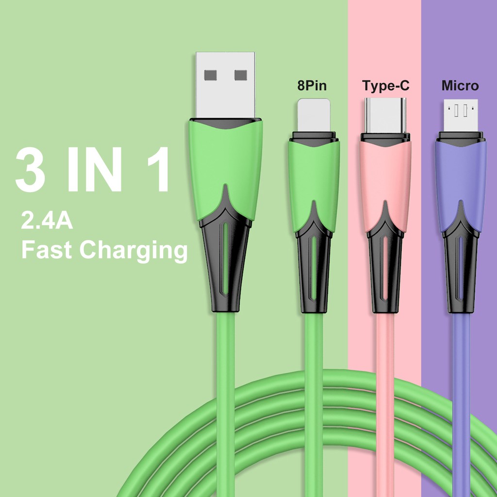 Dây Cáp Sạc 3 Trong 1 Loại C Chất Lượng Cao Cho Apple / Android