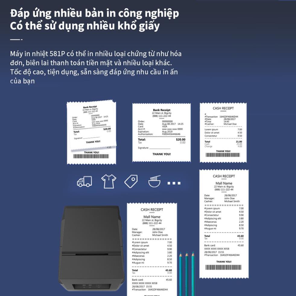 Máy In Nhiệt Deli Chính Hãng - In Đơn Hàng shopee..., Phiếu Gửi, Logo, Tem, Bill, Biên Lai - DL-581PS / DL-581PWS