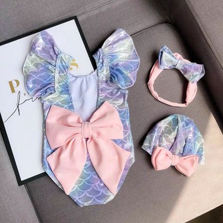 Đồ Bơi Một Mảnh Đính Nơ Lấp Lánh Phong Cách Công Chúa Cho Bé Gái
