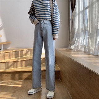 Quần jeans basic ống rộng