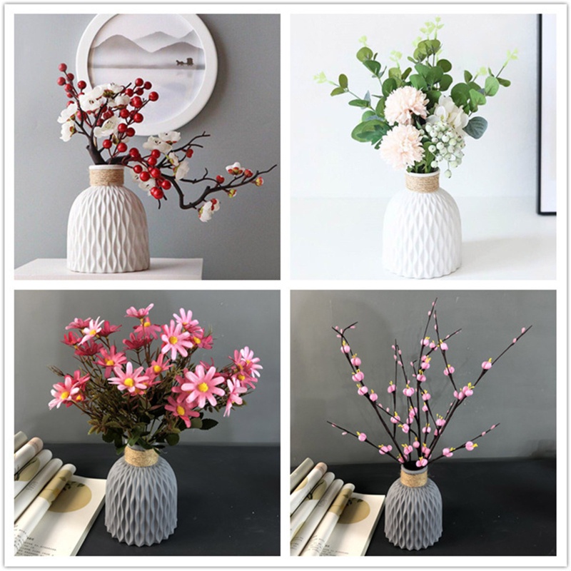 Chậu Hoa Khô Bằng Nhựa Phong Cách Vintage Tinh Tế Trang Trí Nhà Cửa