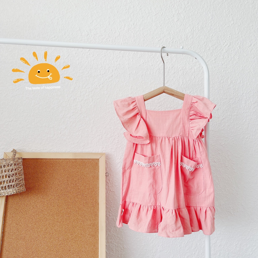 Váy hè cánh tiên vảo Linen xước mền cho bé gái 1-6 tuổi ( Mã 086)