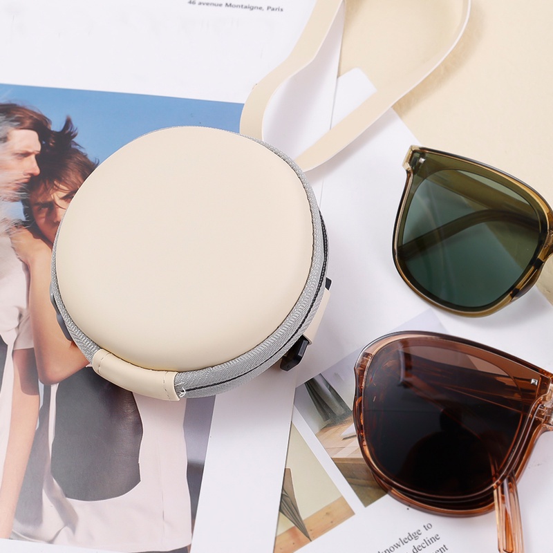 Hộp Đựng Mắt Kính Hình Tròn Có Khóa Kéo Dạng Gập Tiện Dụng