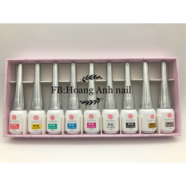 Cọ nét gel hoa hồng 1 set 9 chai