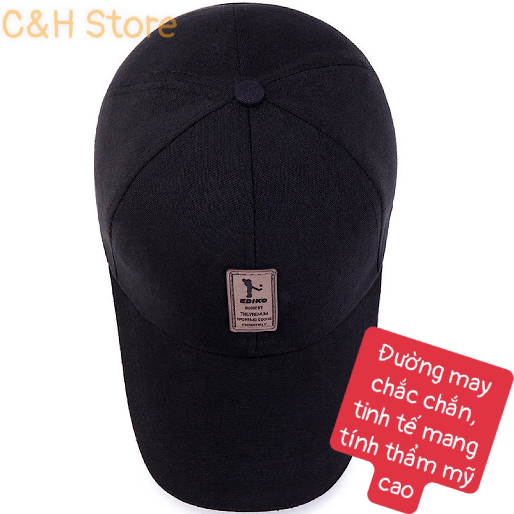 Mũ lưỡi trai logo thêu nổi EDIKO, nón kết nam nữ form unisex phong cách ulzzzang Hàn Quốc vải cotton N08