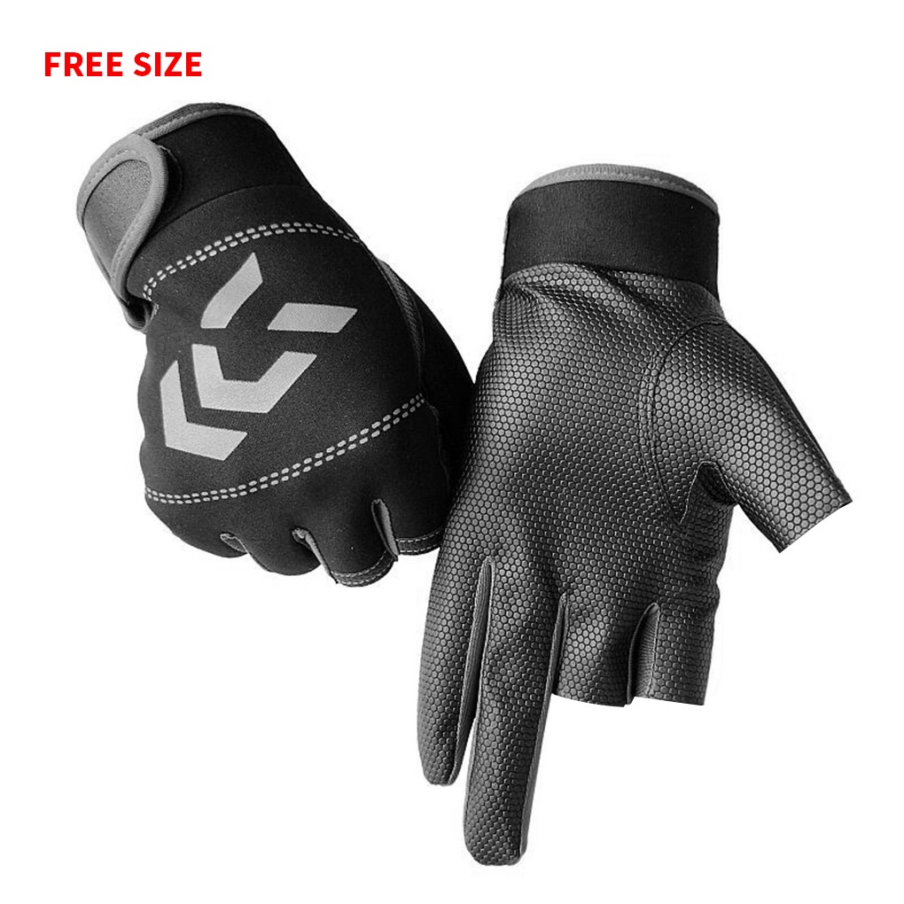 [Global] Fishing Gloves Ice Silk Adults Angling Mittens Non-slip Portable Sports Gloves for Outdoor