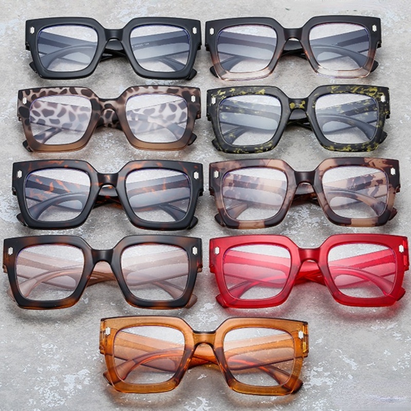 Mắt Kính Gọng Vuông In Da Báo Chống Ánh Sáng Xanh Thời Trang Phương Tây Cho Nữ