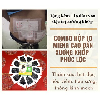 (DUY NHẤT HÔM NAY) HỘP 10 MIẾNG Cao dán xương khớp PHÚC LỘC TẶNG KÈM DẦU XOA BÓP XƯƠNG KHỚP  PHÚC LỘC HẾT ĐAU NHANH