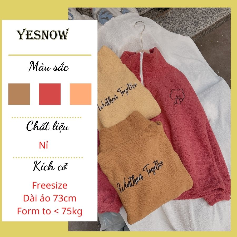 Áo khoác nỉ bông thêu hình gấu cute hot trend phong cách Hàn Quốc
