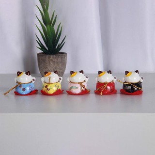 Bộ 5 chú mèo thần tài may mắn mini siêu đáng yêu