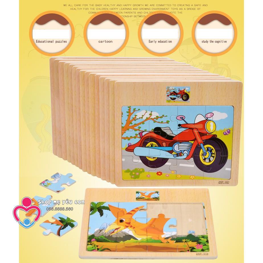 Tranh xếp hình gỗ 12 pcs có hình mẫu phía trên GHÉP HÌNH LEVEL 3