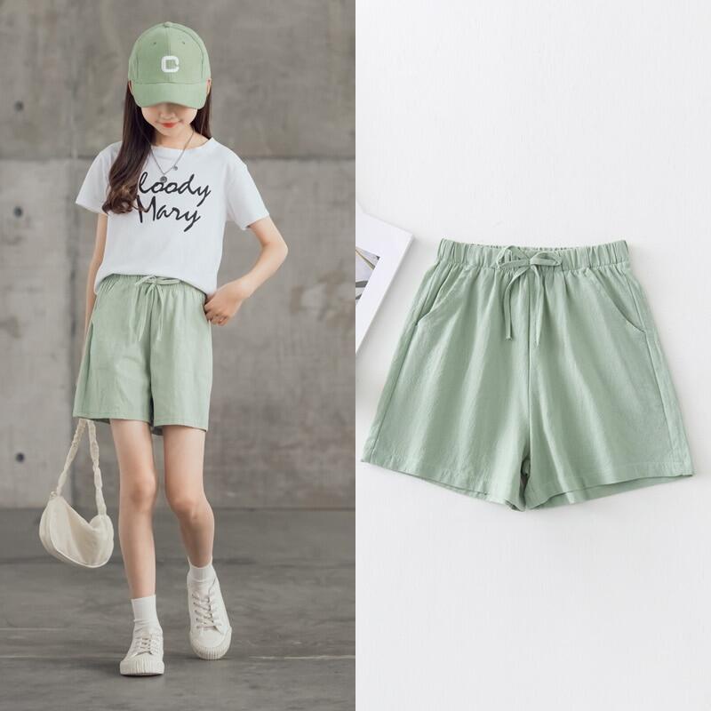Quần Short Cotton Lanh Trơn Màu Thời Trang Mùa Hè Dành Cho Bé 5-12 Tuổi