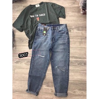 [FREESHIP 99K TOÀN QUỐC] Quần Baggy Jeans Nữ Phối Rách LTS3007