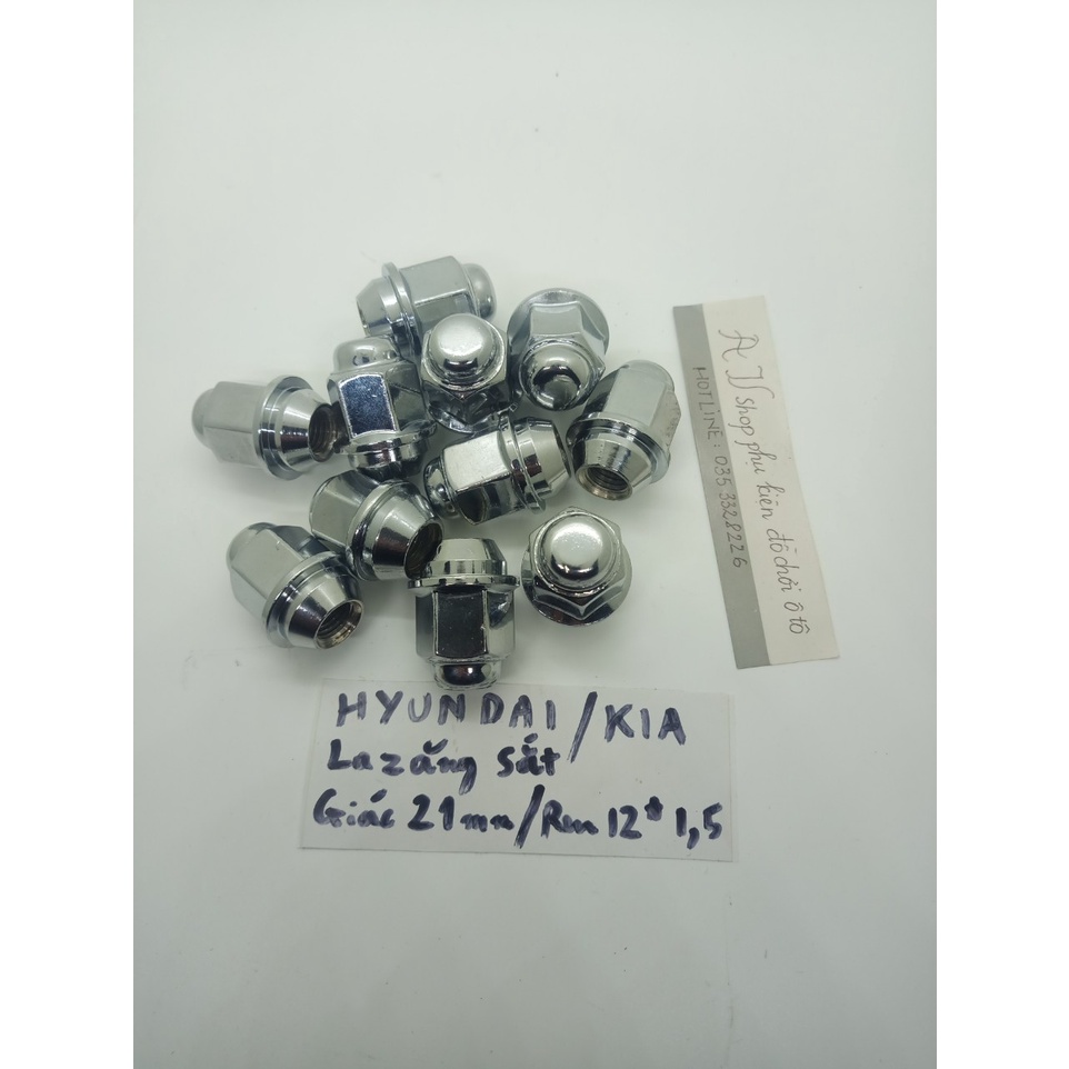 Ốc lốp bánh xe, Ốc tắc kê, Ê cu mâm xe kia, hyundai lazang đúc và lazang sắt Giác ngoài 21, ren 12 x 1,5