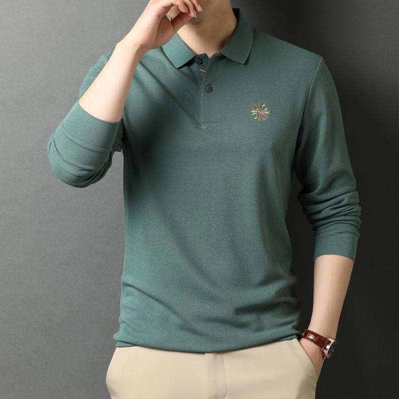 Áo polo tay dài dáng rộng thêu họa tiết thời trang xuân thu cho nam M -3Xl 6 kiểu tùy chọn