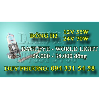 Bóng h3 12v 55w - 24v 70w. bóng đèn ô tô world light, eagleye. chuyên các loại bóng đèn halogen giá sỉ