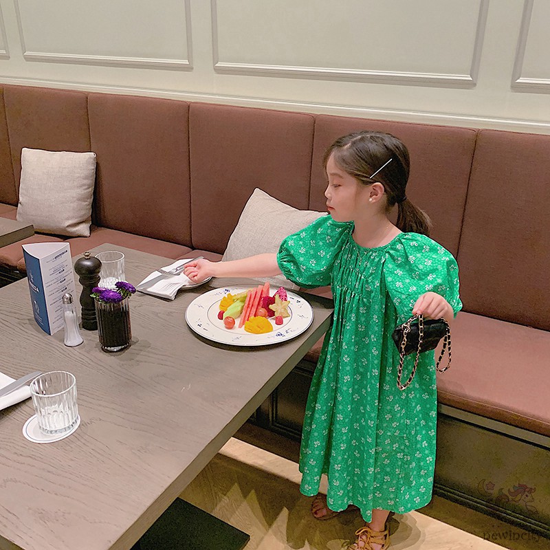 Đầm bé gái tay phồng in hoa đáng yêu