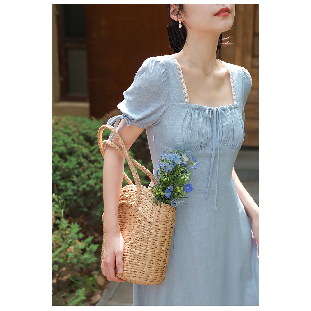 Lin dress - Váy xanh cổ vuông