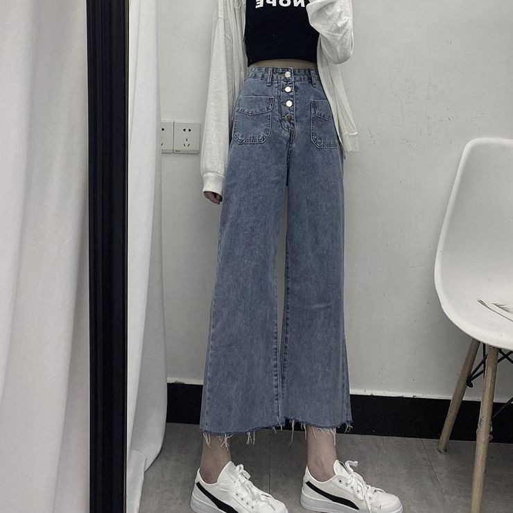 Quần Jeans Lưng Cao Ống Rộng Phong Cách Hàn Quốc Cho Nữ | BigBuy360 - bigbuy360.vn