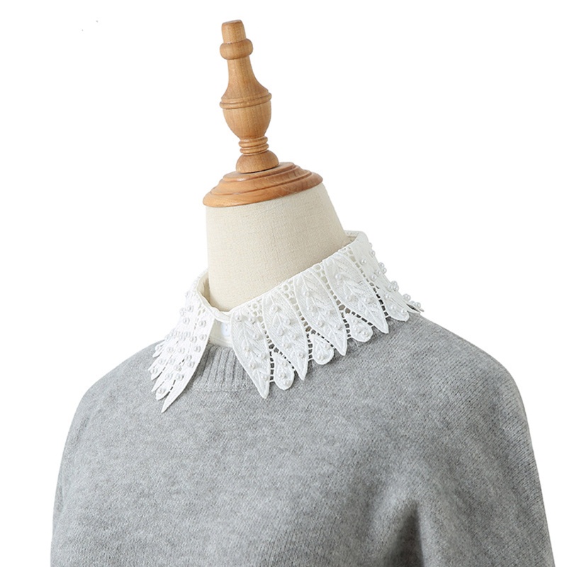 Cổ Áo Giả Ren Hoa Màu Trắng Đính Hạt Ngọc Trai Có Thể Tháo Rời Thanh Lịch Cho Búp Bê