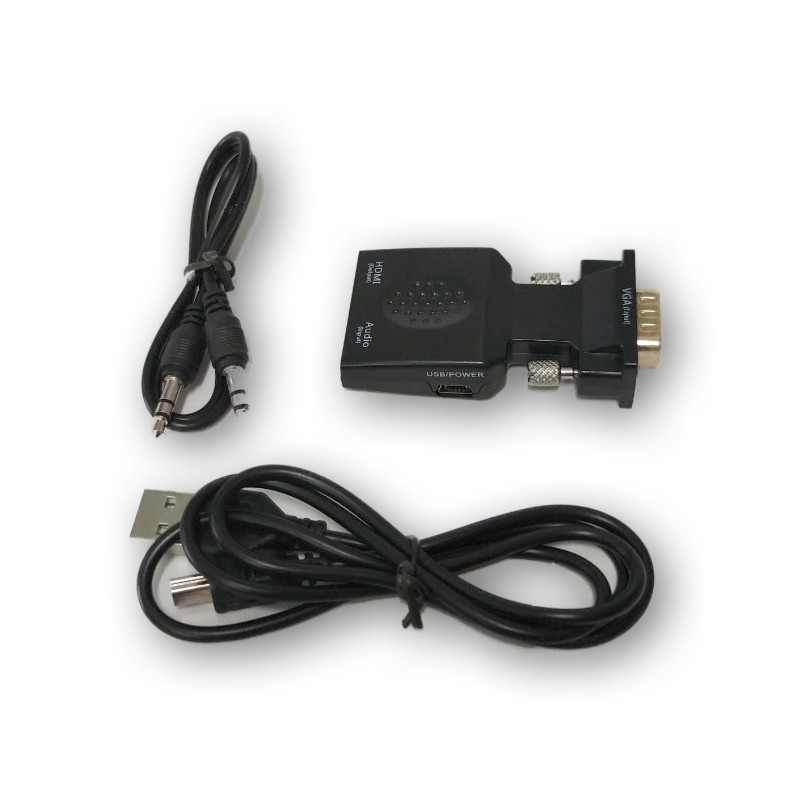 Đầu chuyển tín hiệu từ VGA sang HDMI VS hỗ trợ FullHD - tích hợp cổng âm thanh (Đen)