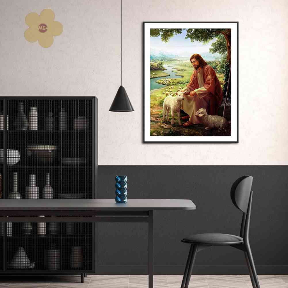 Bộ Tranh Đính Đá 5D DIY Hình Chúa Jesus Và Lạc Đà Để Trang Trí
