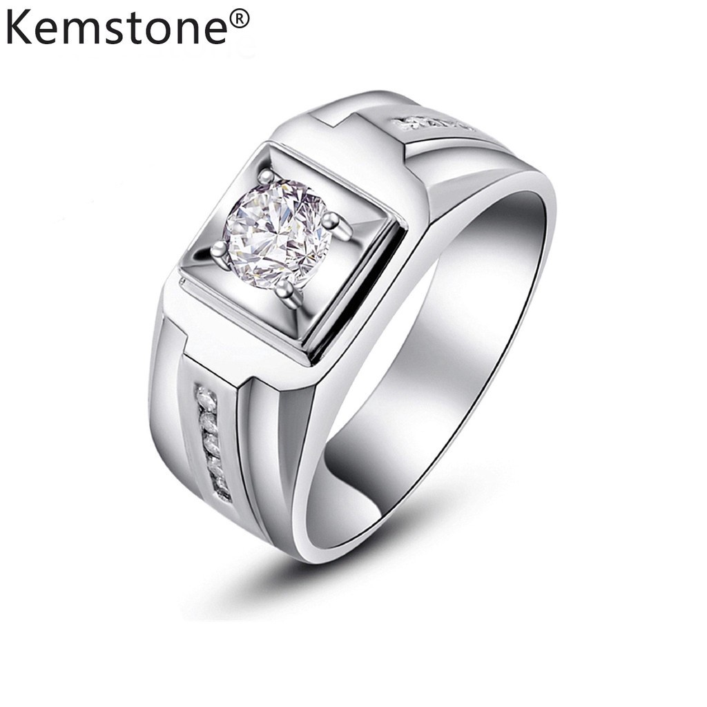 Nhẫn Hở Mạ Bạch Kim Đính Đá Zircon Thời Trang Cho Nam