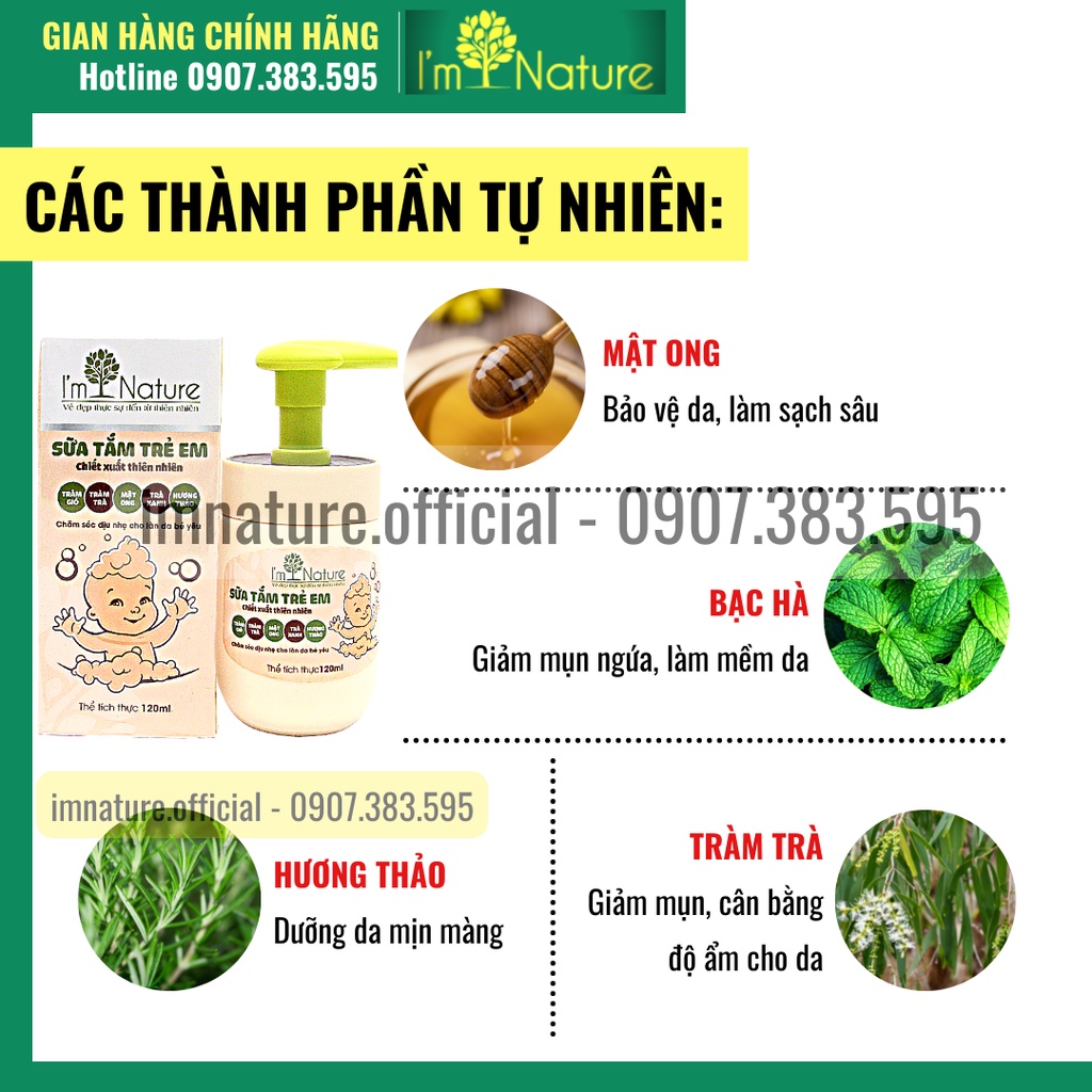 Sữa Tắm Ngừa Rôm Sảy Cho Bé I'M NATURE 120ml