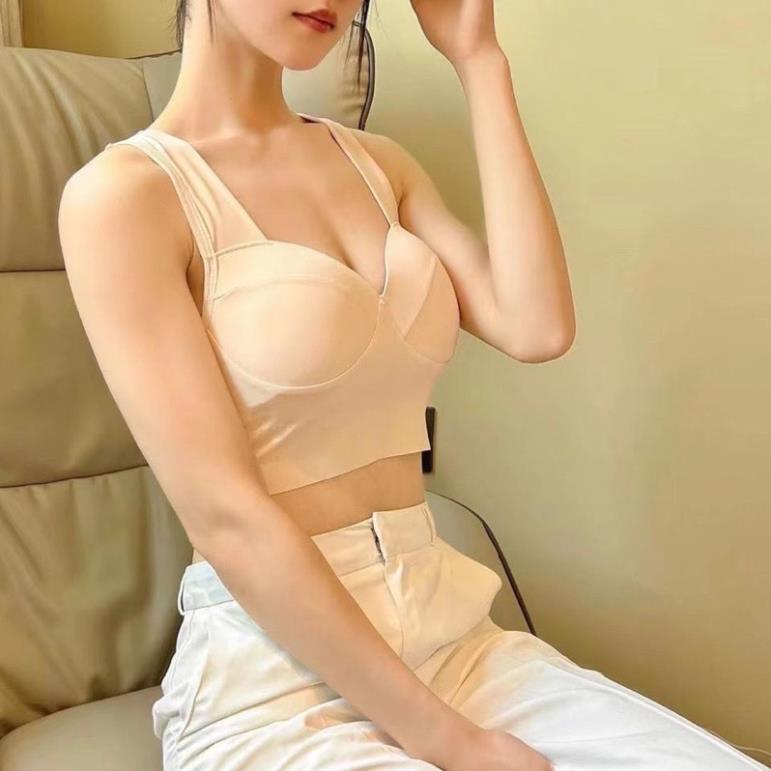 Áo Bra Đúc Su Cradin 2 Dây Bản To Dáng Coroptop Cúp Tròn 582