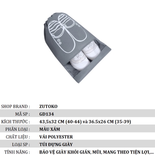 Túi đựng giày dép dây rút schống bụi bẩn du lịch GD134