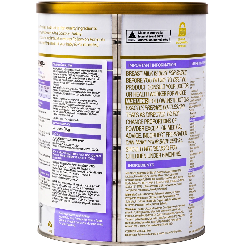 Sữa Bột Blackmores Follow-on Formula 2 900g (BM2)