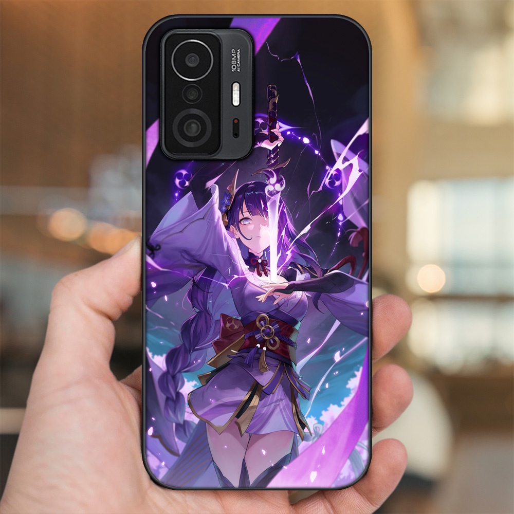Ốp lưng Xiaomi 11T viền đen in hình Raiden Shogun Genshin Impact
