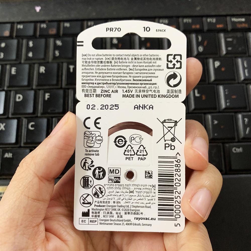 Pin Máy Trợ Thính PR536, size 10 Rayovac Chính Hãng  an toàn cho thiết bị và người sử dụng