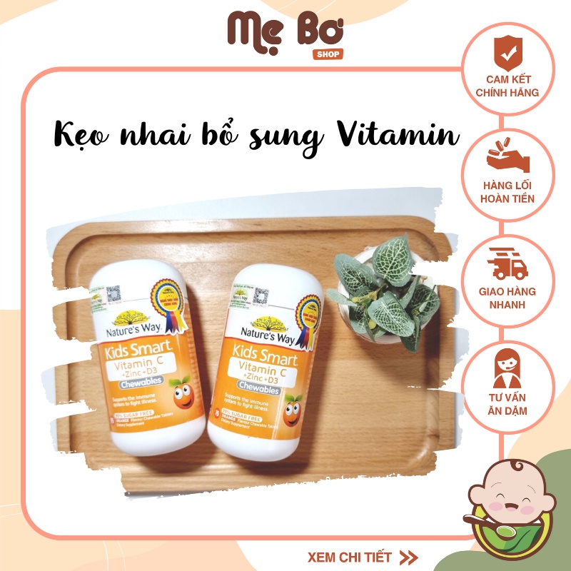 [NATURE'S WAY] KẸO NHAI BỔ SUNG VITAMIN C + ZINC + D3 HỘP 75 VIÊN CHÍNH HÃNG