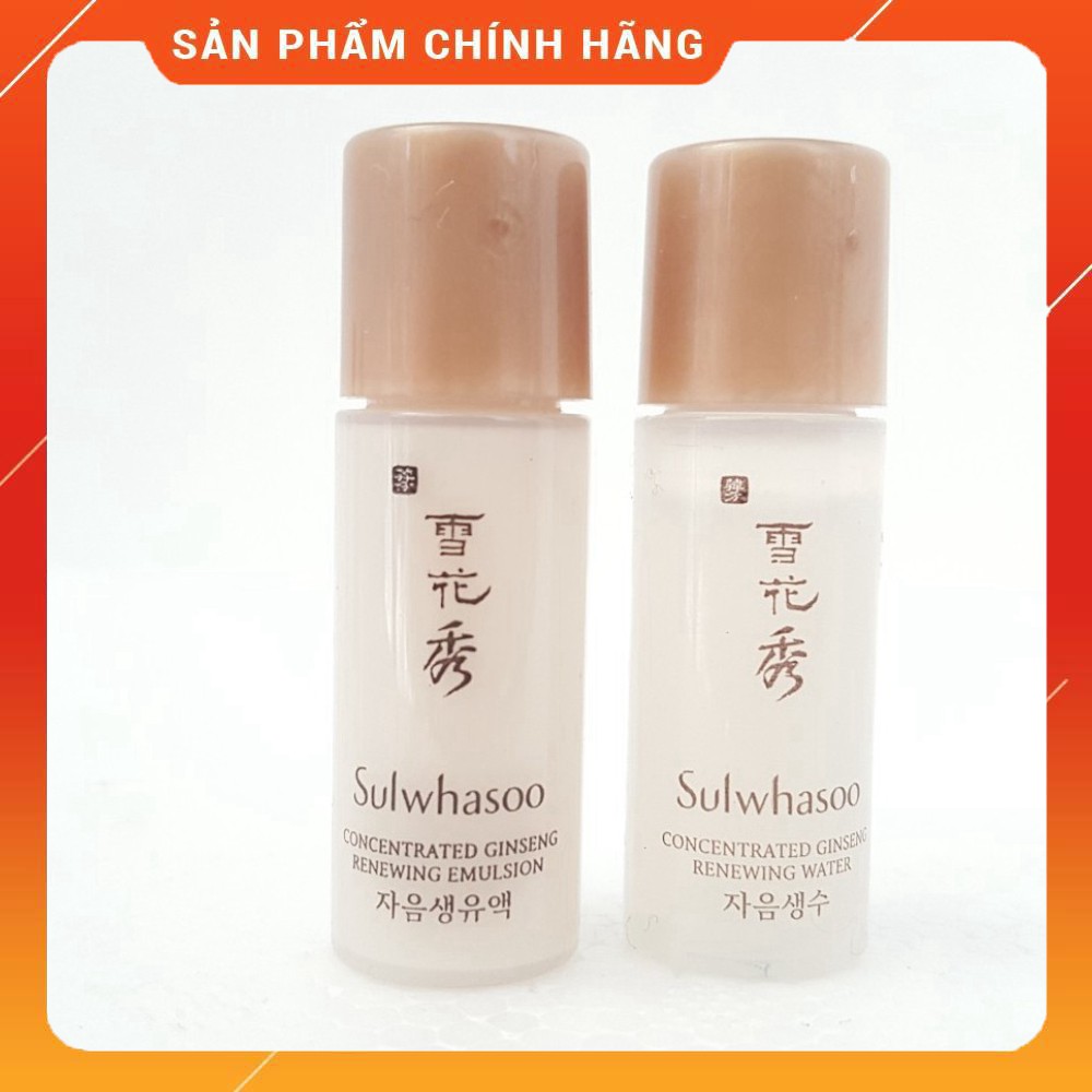 Cặp nước hoa hồng + sữa dưỡng nhân sâm chống lão hóa Sulwhasoo Concentrated Ginseng Renewing Water 5ml.